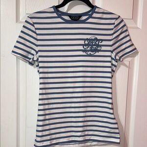 Ralph Lauren Blue and White Striped Tee